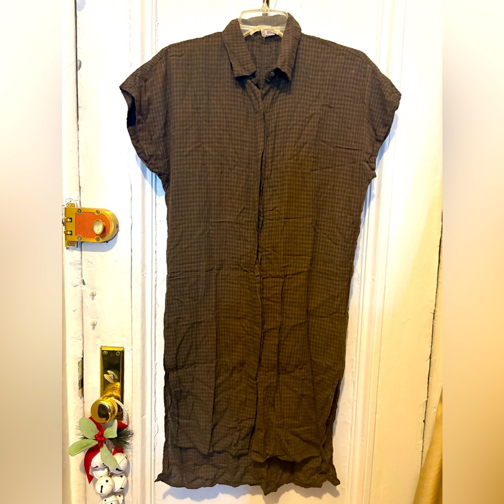 Forever 21 Green Checkered Short Sleeve Dress XS